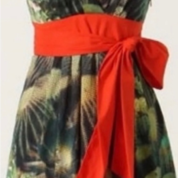 Anthropologie Eva Franco Oroyo Cactus dress big bow sash belt size 0. 🌵 - Picture 4 of 9